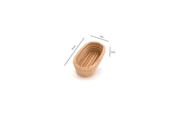 Koszyk rattanowy 0,2 kg podłużny 15x7x4 cm do rozrostu / garowania chleba