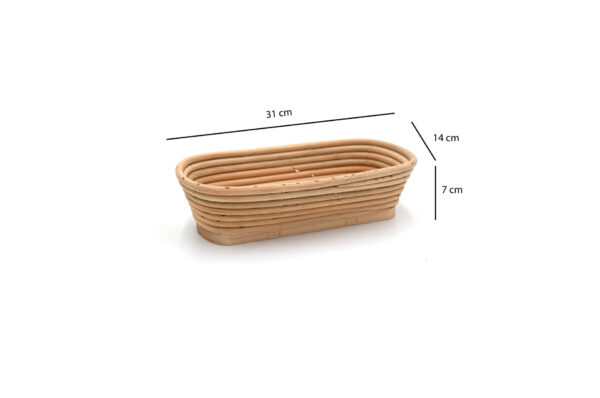 Koszyk rattanowy 1,4 kg podłużny 31x14x7 cm do rozrostu / garowania chleba